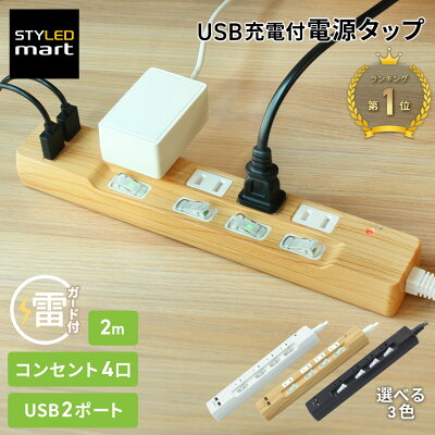 STYLED USB付き電源タップ 4口の製品画像